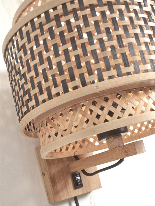 GOOD&MOJO I Wandleuchte I BHUTAN I Farbe: Natur/Schwarz I Schirm: Ø25 x20