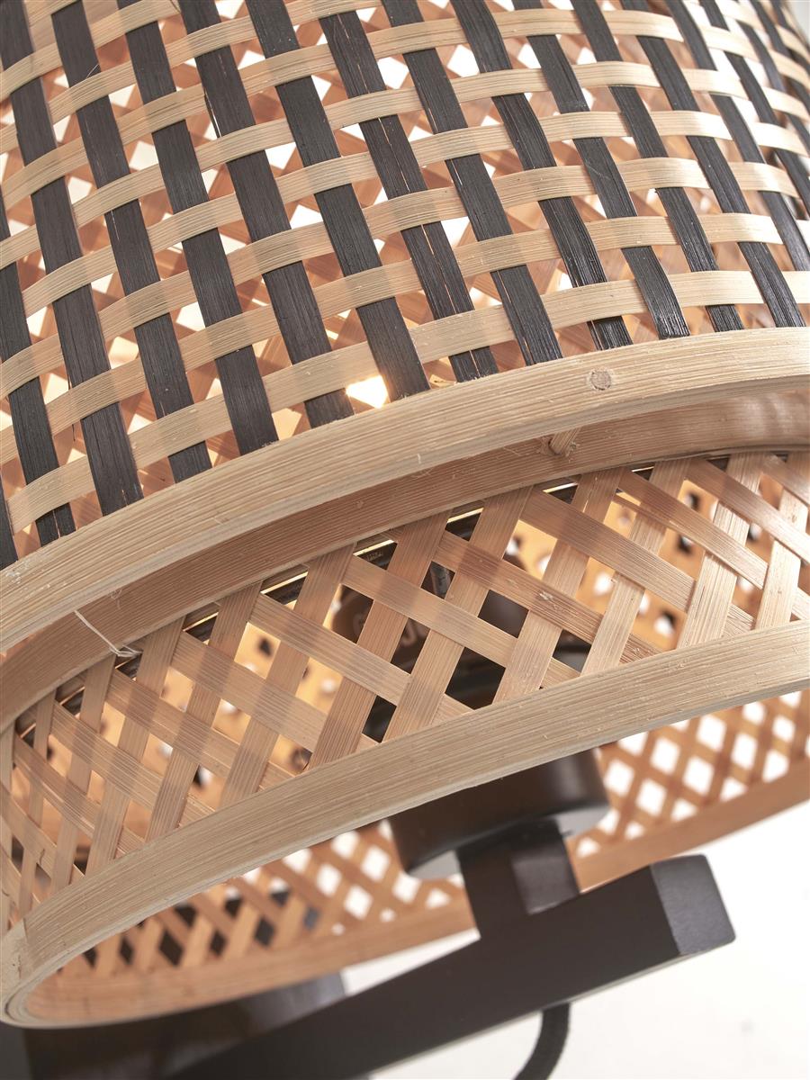 GOOD&MOJO I Wandleuchte I BHUTAN I Farbe: Natur/Schwarz I Schirm: Ø25 x20