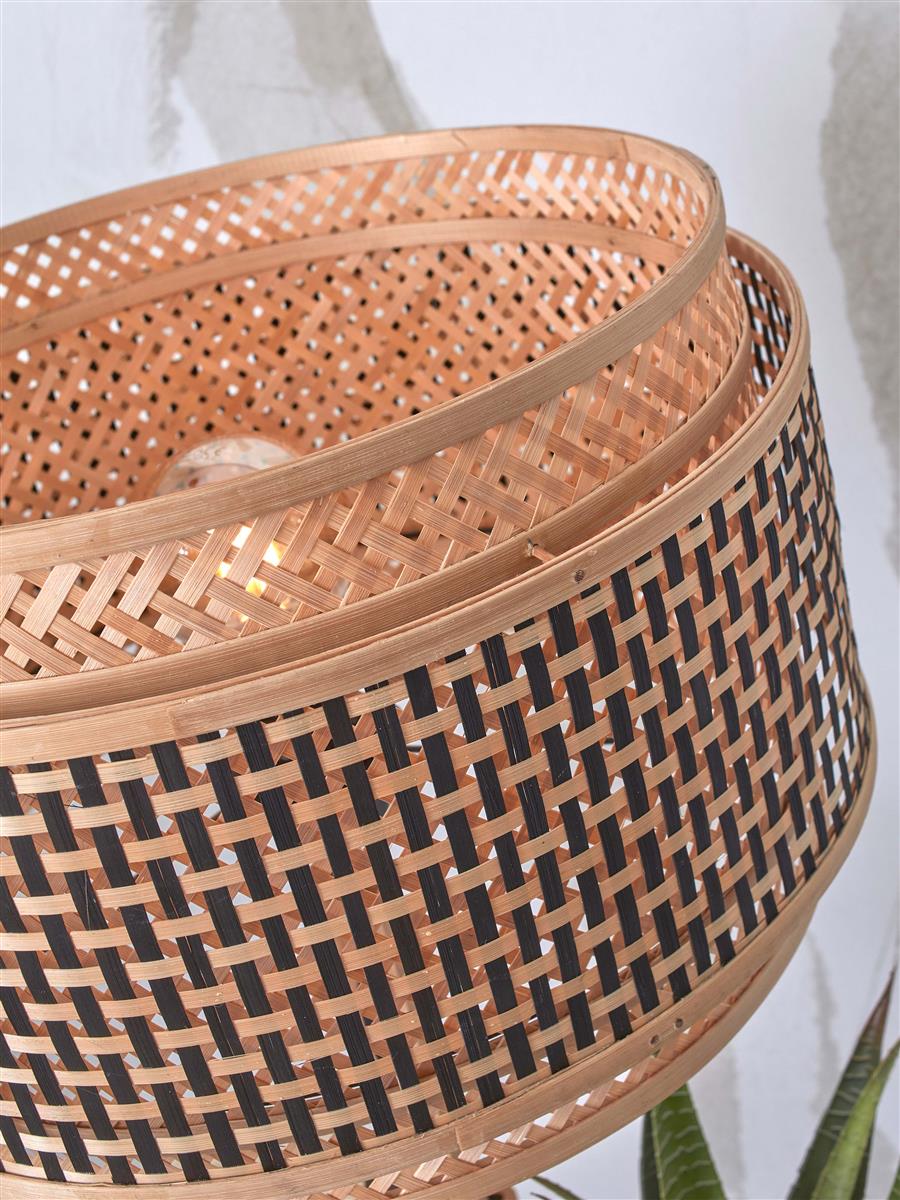 GOOD&MOJO I Stehleuchte I BHUTAN I Farbe: Natur/Schwarz I Schirm: Ø40 x 25