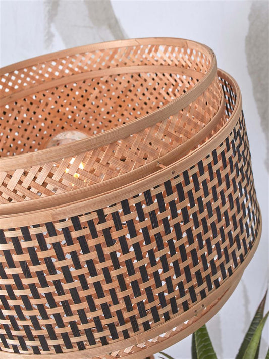 GOOD&MOJO I Stehleuchte I BHUTAN I Farbe: Natur/Schwarz I Schirm: Ø40 x 25