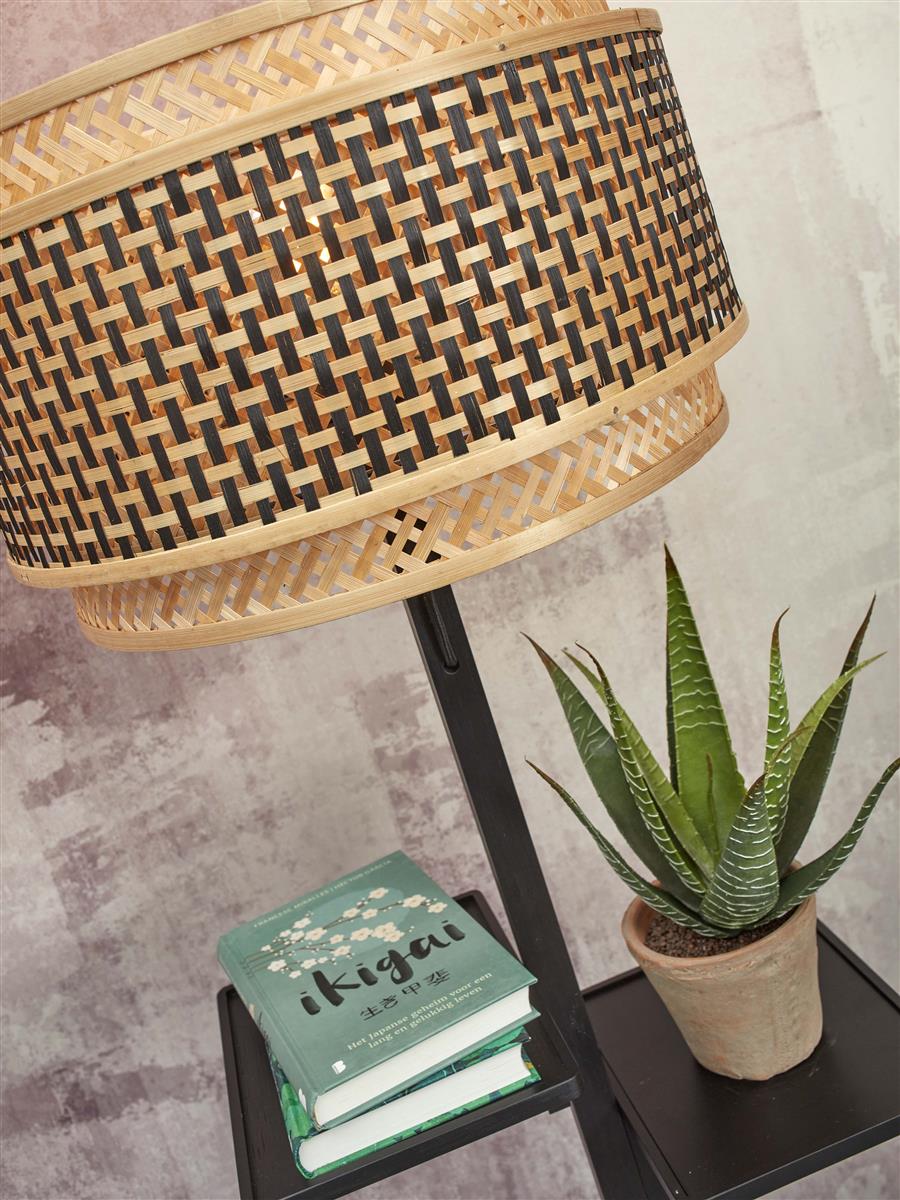 GOOD&MOJO I Stehleuchte I BHUTAN I Farbe: Natur/Schwarz I Schirm: Ø40 x 25