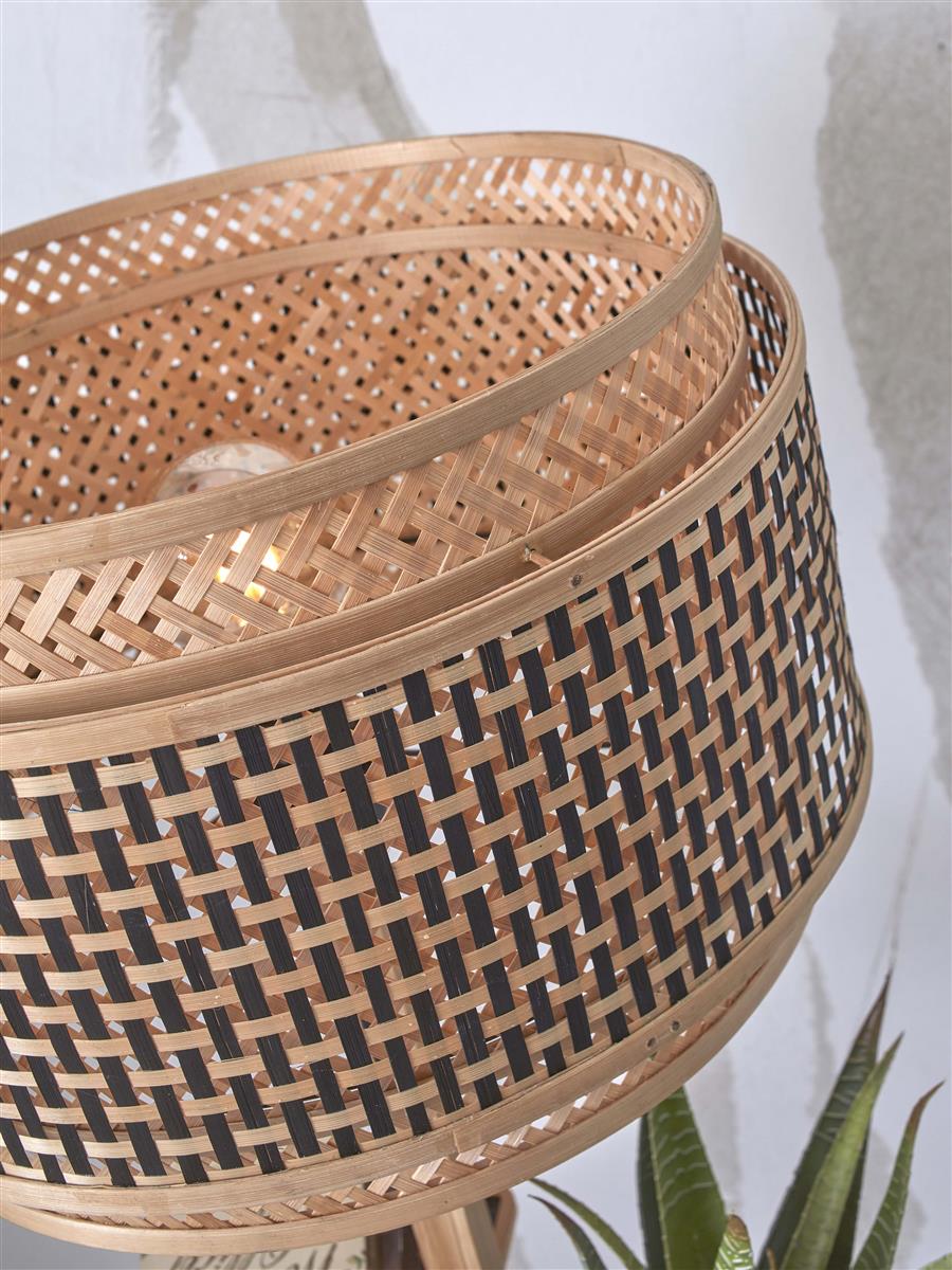 GOOD&MOJO I Stehleuchte I BHUTAN I Farbe: Natur/Schwarz I Schirm: Ø40 x 25