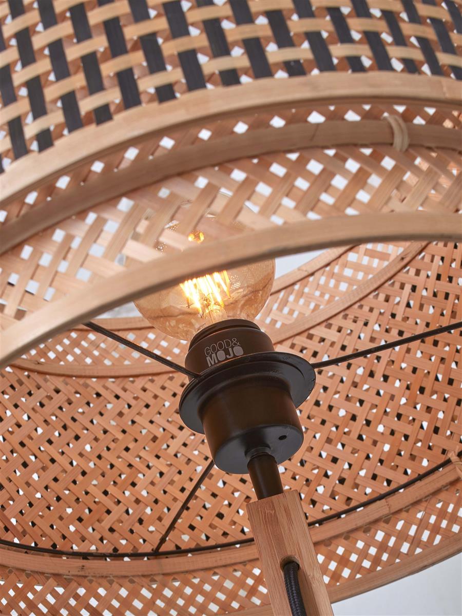 GOOD&MOJO I Stehleuchte I BHUTAN I Farbe: Natur/Schwarz I Schirm: Ø25 x 20