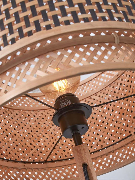 GOOD&MOJO I Stehleuchte I BHUTAN I Farbe: Natur/Schwarz I Schirm: Ø25 x 20