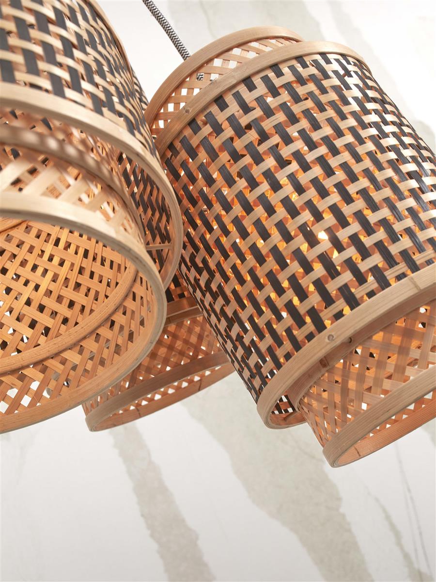 GOOD&MOJO I Hängeleuchte I BHUTAN I Farbe: Natur/Schwarz I Schirm: Ø18 x25 , Ø18 x 35, Ø25x20