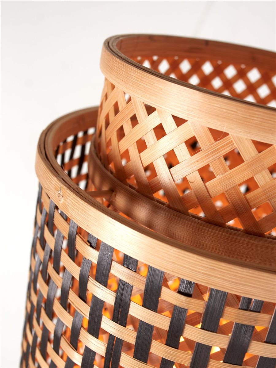 GOOD&MOJO I Tischleuchte I BHUTAN I Farbe: Natur/Schwarz I Schirm: Ø25 x20