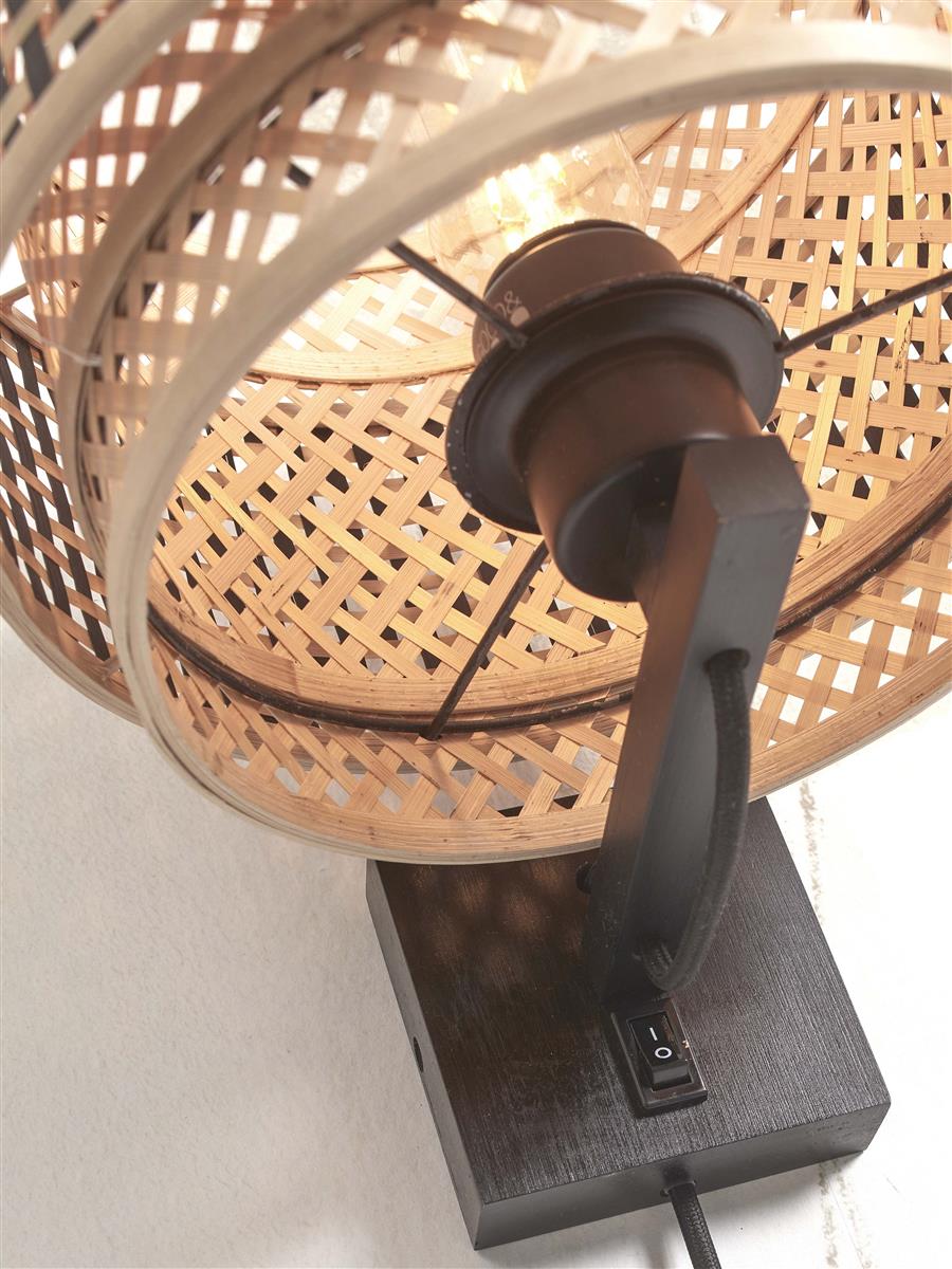 GOOD&MOJO I Wandleuchte I BHUTAN I Farbe: Natur/Schwarz I Schirm: Ø25 x20