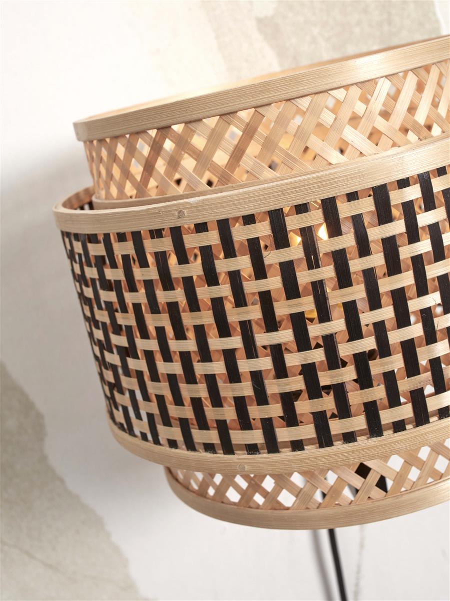 GOOD&MOJO I Wandleuchte I BHUTAN I Farbe: Natur/Schwarz I Schirm: Ø25 x20