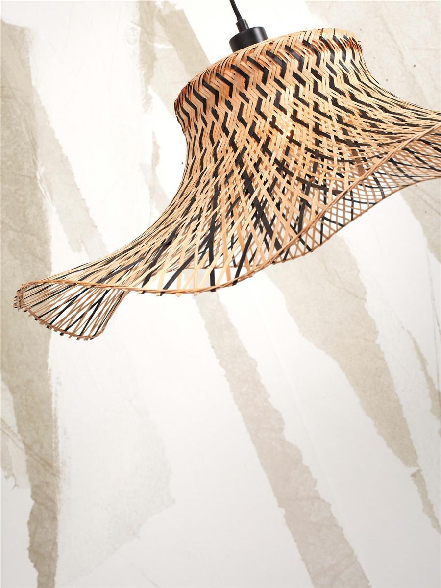 GOOD&MOJO I Stehleuchte I IBIZA I Farbe: Natur/Schwarz I Schirm: Ø65 x 20