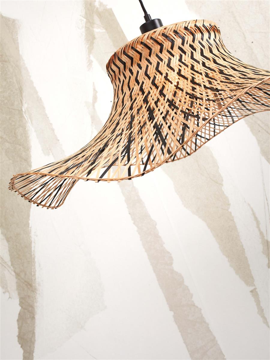 GOOD&MOJO I Stehleuchte I IBIZA I Farbe: Natur/Schwarz I Schirm: Ø50 x15