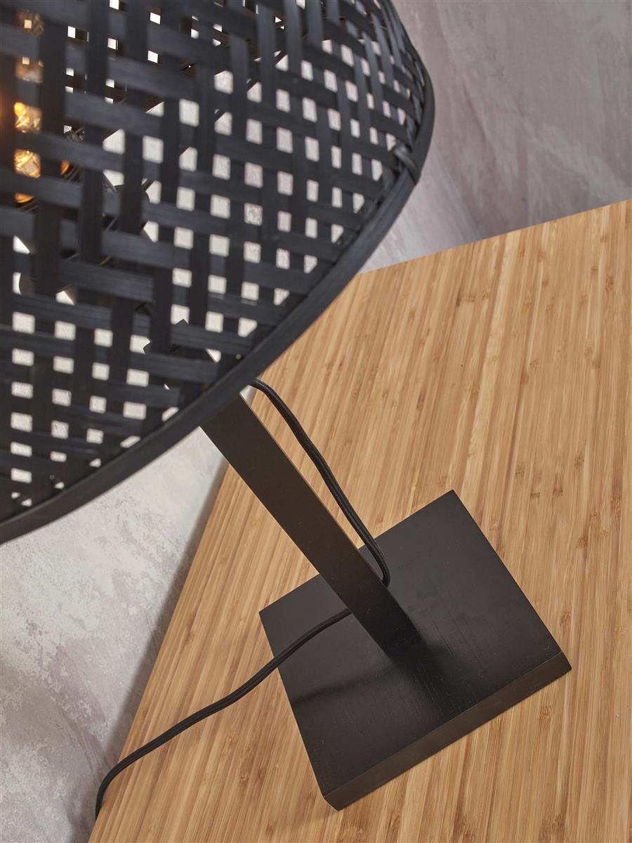 GOOD&MOJO I Tischleuchte I BHUTAN I Farbe: Natur/Schwarz I Schirm: Ø25 x20