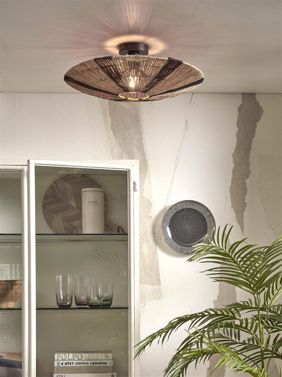 GOOD&MOJO I Deckenleuchte I IGUAZU I Farbe: Natur/Schwarz I Schirm: Ø55 x 14