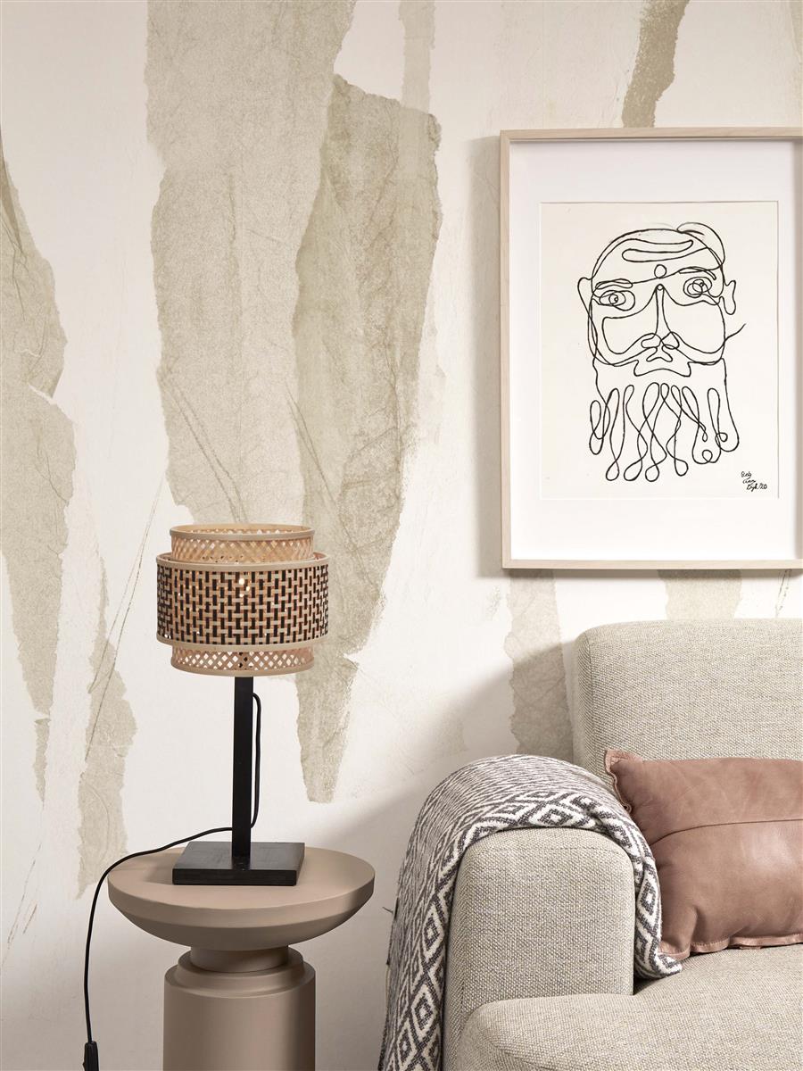 GOOD&MOJO I Tischleuchte I BHUTAN I Farbe: Natur/Schwarz I Schirm: Ø25 x20