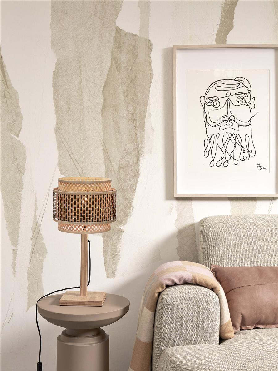 GOOD&MOJO I Tischleuchte I BHUTAN I Farbe: Natur/Schwarz I Schirm: Ø25 x20