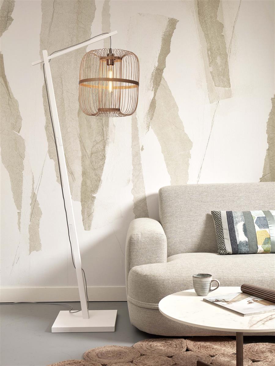 GOOD&MOJO I Stehleuchte I HOKKAIDO I Farbe: Weiß/Natur I Schirm: Ø25 x 38