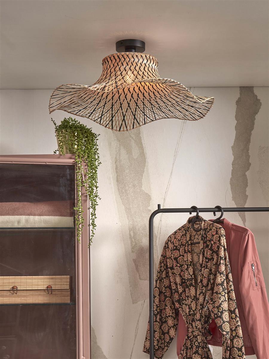 GOOD&MOJO I Deckenleuchte I IBIZA I Farbe: Natur/Schwarz I Schirm: Ø65 x 20