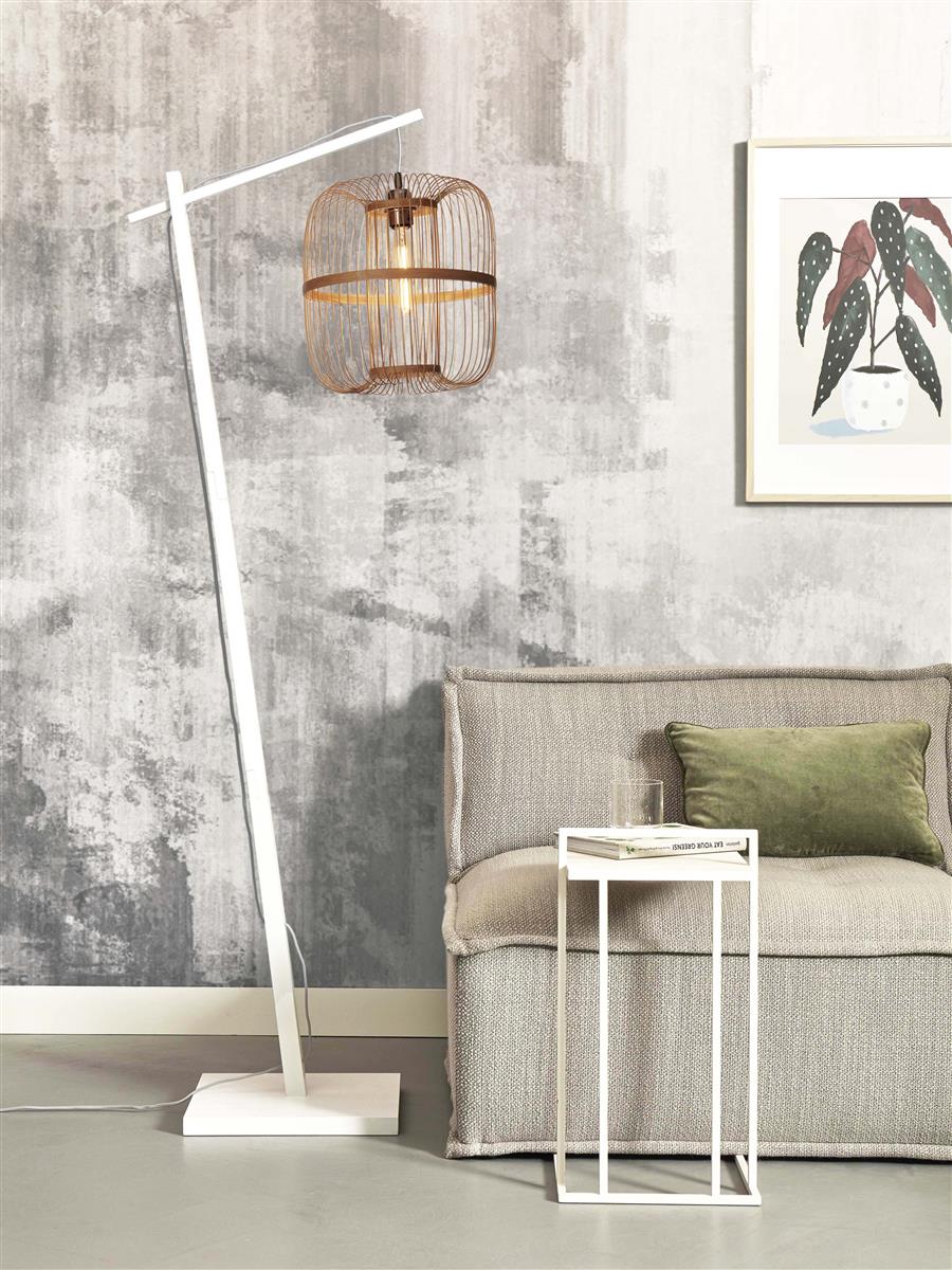 GOOD&MOJO I Stehleuchte I HOKKAIDO I Farbe: Weiß/Natur I Schirm: Ø25 x 38