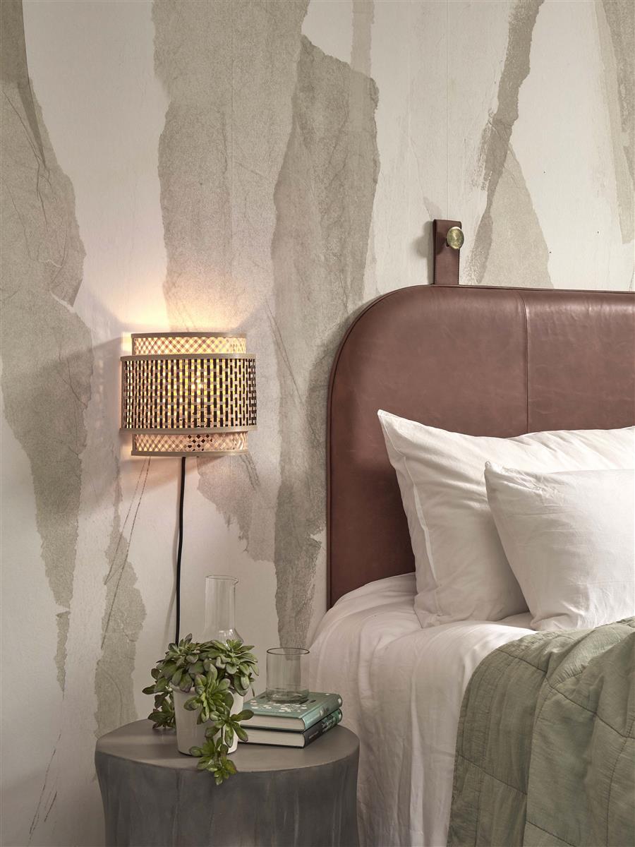 GOOD&MOJO I Wandleuchte I BHUTAN I Farbe: Natur/Schwarz I Schirm: Ø24 x21