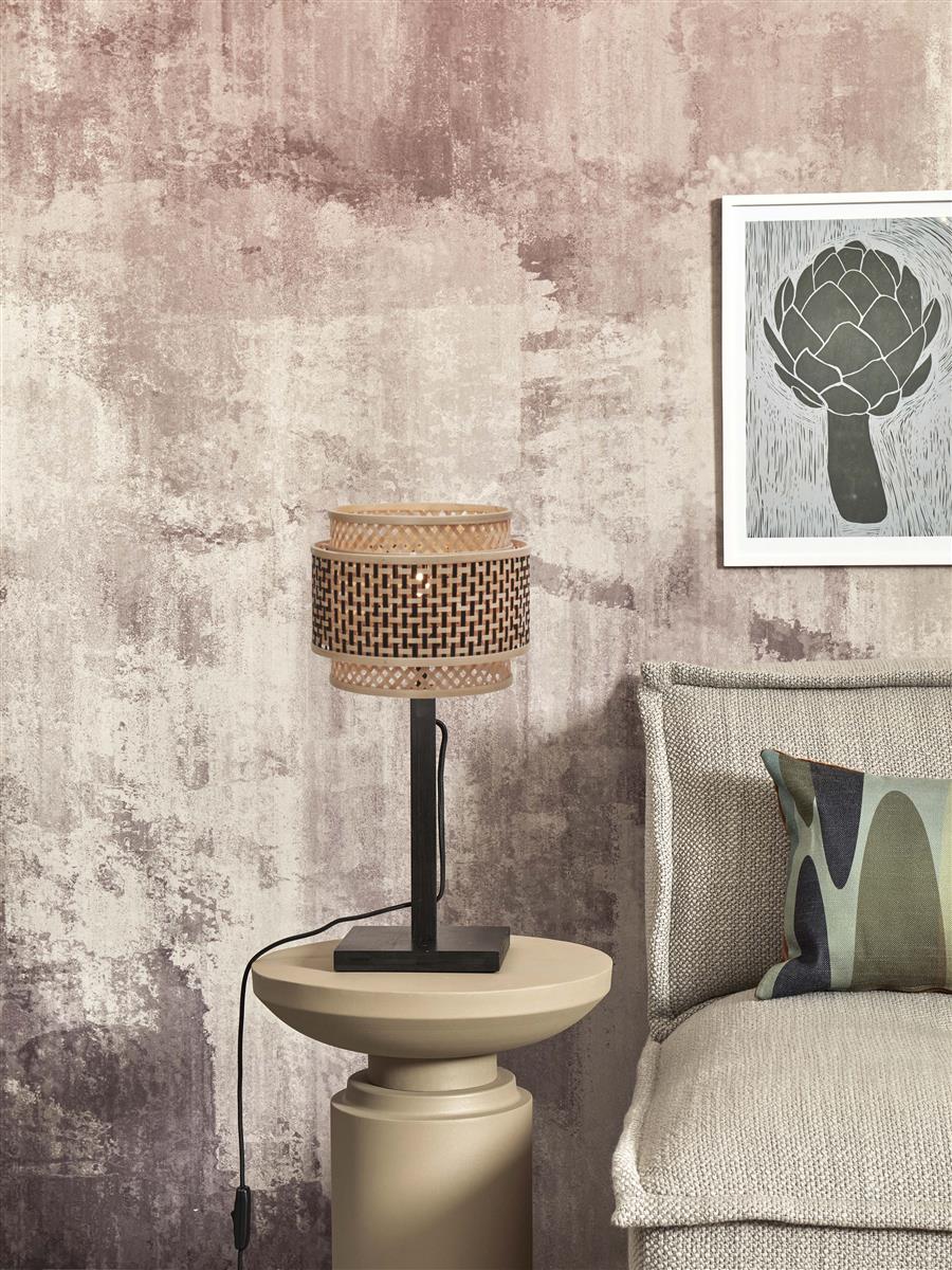 GOOD&MOJO I Tischleuchte I BHUTAN I Farbe: Natur/Schwarz I Schirm: Ø25 x20