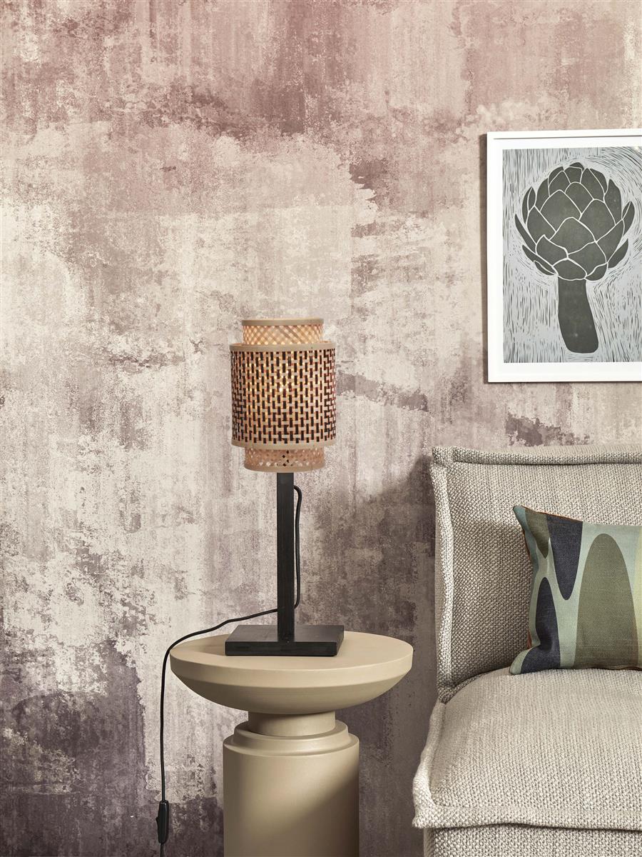 GOOD&MOJO I Tischleuchte I BHUTAN I Farbe: Natur/Schwarz I Schirm: Ø18 x 25