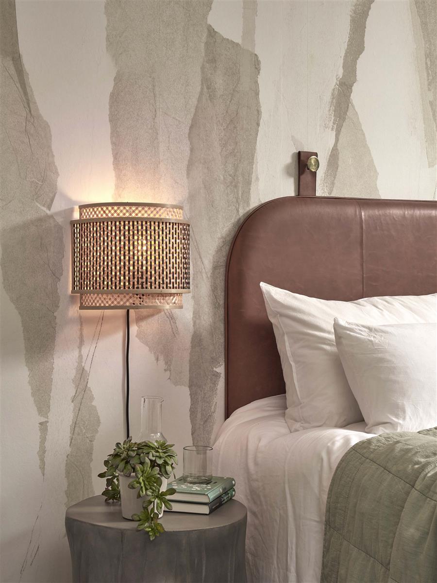 GOOD&MOJO I Wandleuchte I BHUTAN I Farbe: Natur/Schwarz I Schirm: Ø32 x27