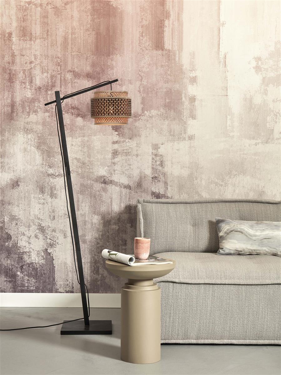 GOOD&MOJO I Stehleuchte I BHUTAN I Farbe: Natur/Schwarz I Schirm: Ø25 x 20