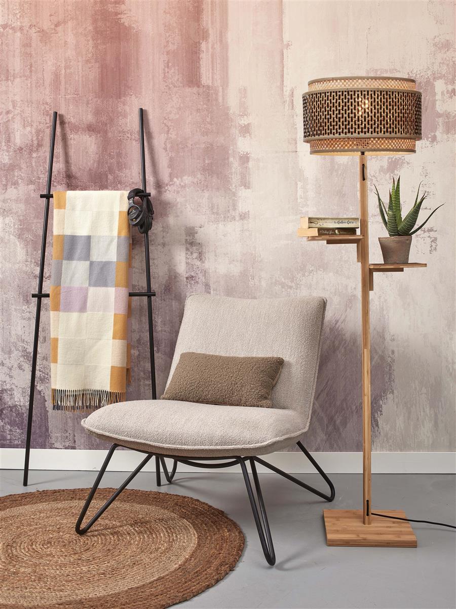 GOOD&MOJO I Stehleuchte I BHUTAN I Farbe: Natur/Schwarz I Schirm: Ø40 x 25