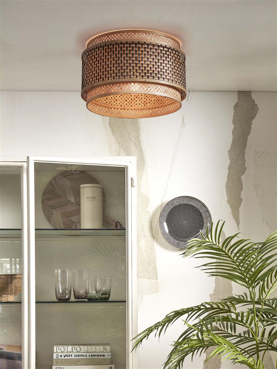 GOOD&MOJO I Deckenleuchte I BHUTAN I Farbe: Natur/Schwarz I Schirm: Ø40 x 25