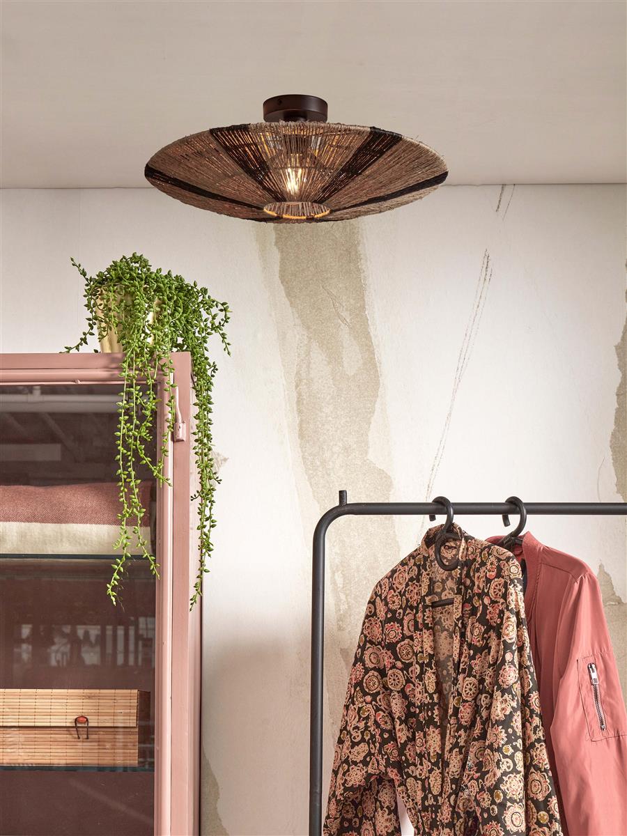 GOOD&MOJO I Deckenleuchte I IGUAZU I Farbe: Natur/Schwarz I Schirm: Ø55 x 14