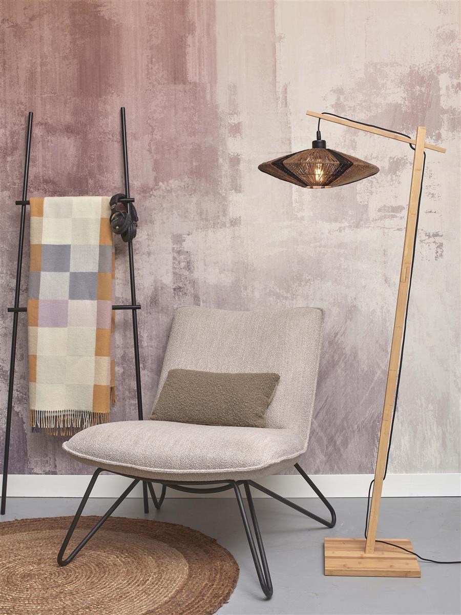 GOOD&MOJO I Stehleuchte I IGUAZU I Farbe: Natur/Schwarz I Schirm: Ø40 x 12