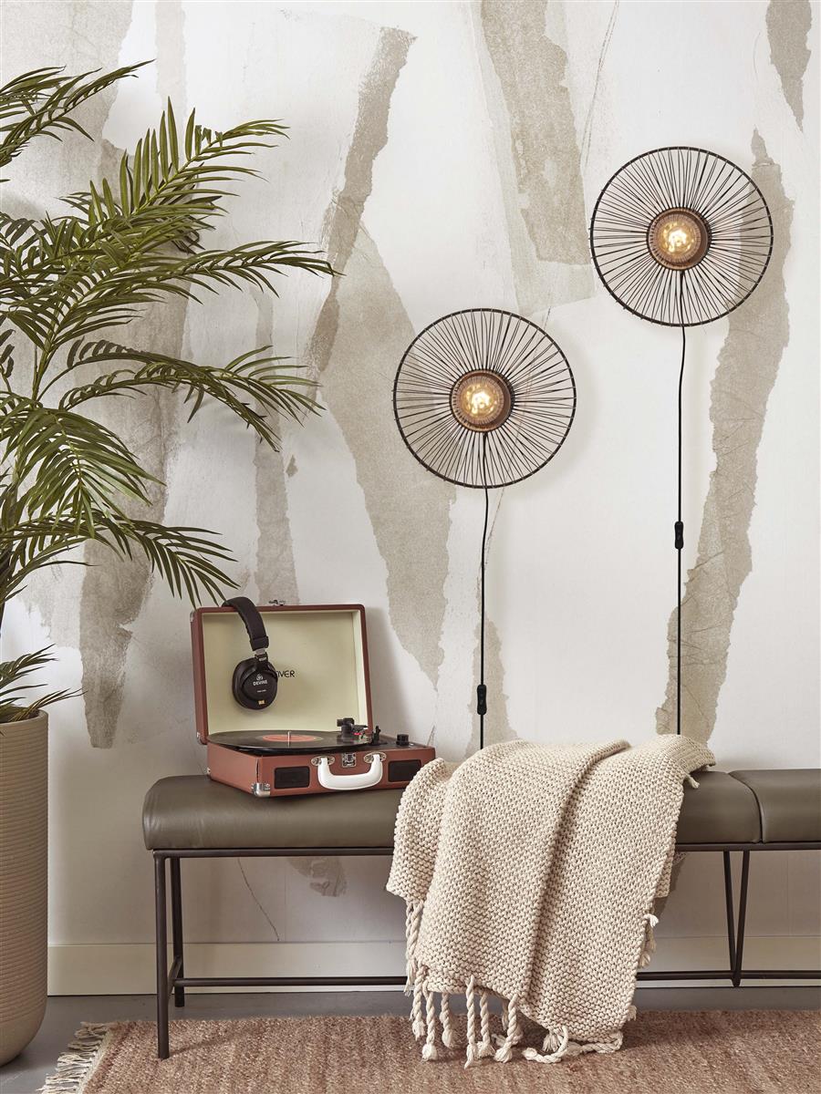 GOOD&MOJO I Wandleuchte I HOKKAIDO I Farbe: Schwarz I Schirm: Ø38 x 25