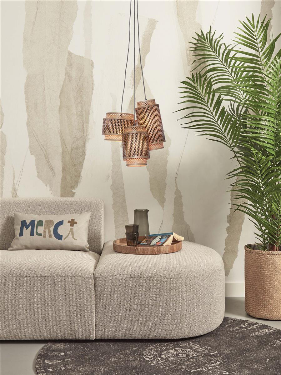 GOOD&MOJO I Hängeleuchte I BHUTAN I Farbe: Natur/Schwarz I Schirm: Ø18 x25 , Ø18 x 35, Ø25x20