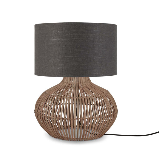 GOOD&MOJO I Tischleuchte I KALAHARI I Farbe: Natur/Dunkelgrau I Schirm: Ø32 x 28