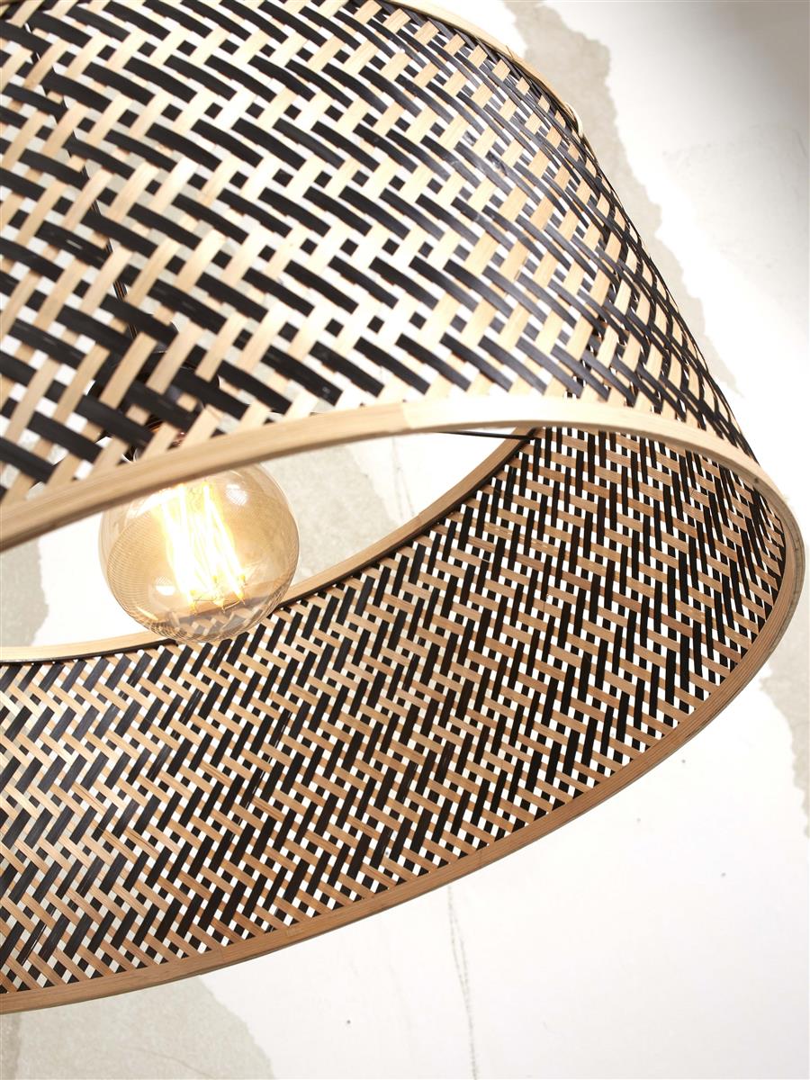 GOOD&MOJO I Hängeleuchte I JAVA I Farbe: Natur/Schwarz I Schirm: Ø50 x 22