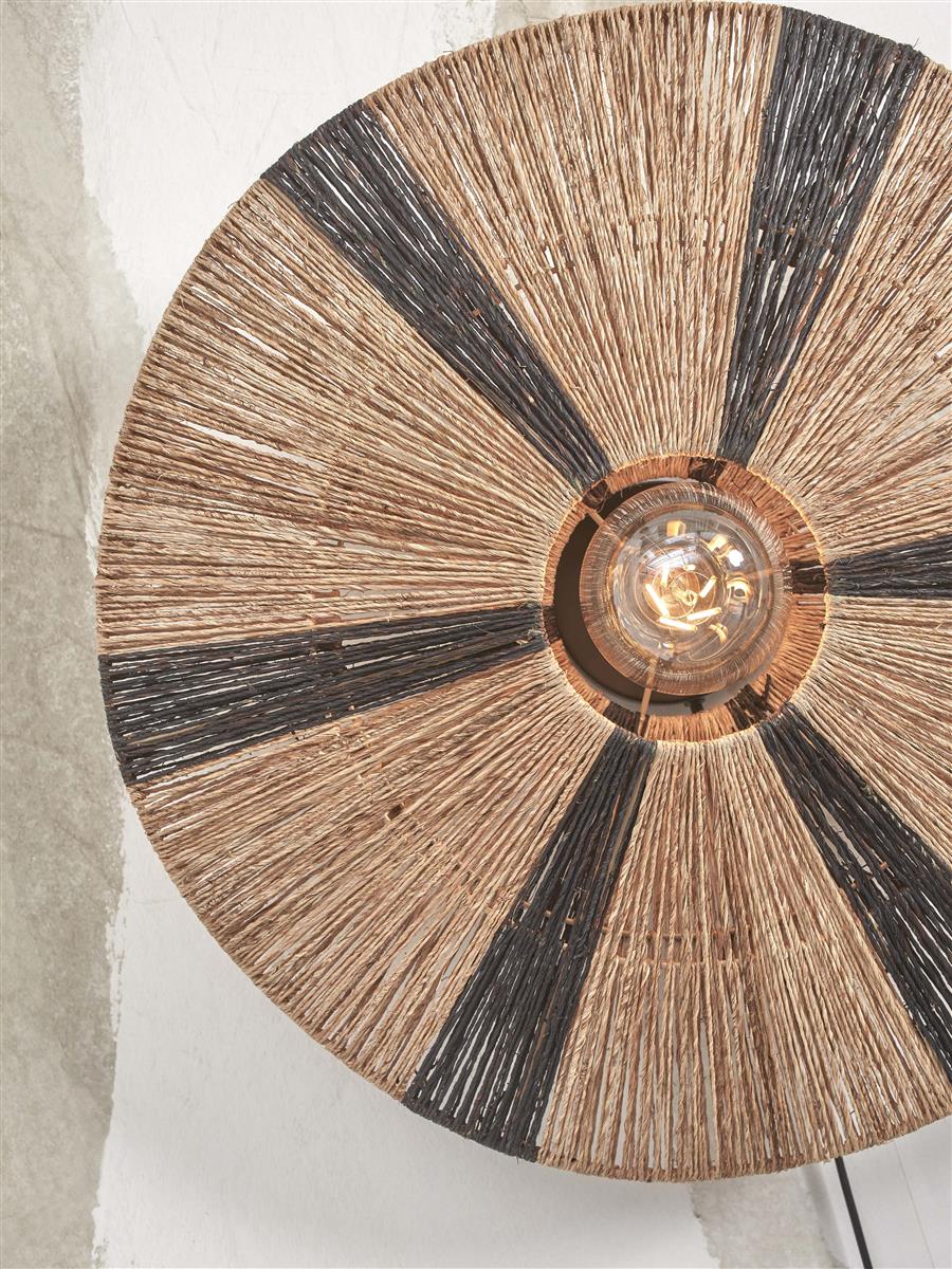 GOOD&MOJO I Wandleuchte I IGUAZU I Farbe: Natur/Schwarz I Schirm: Ø55 x 14