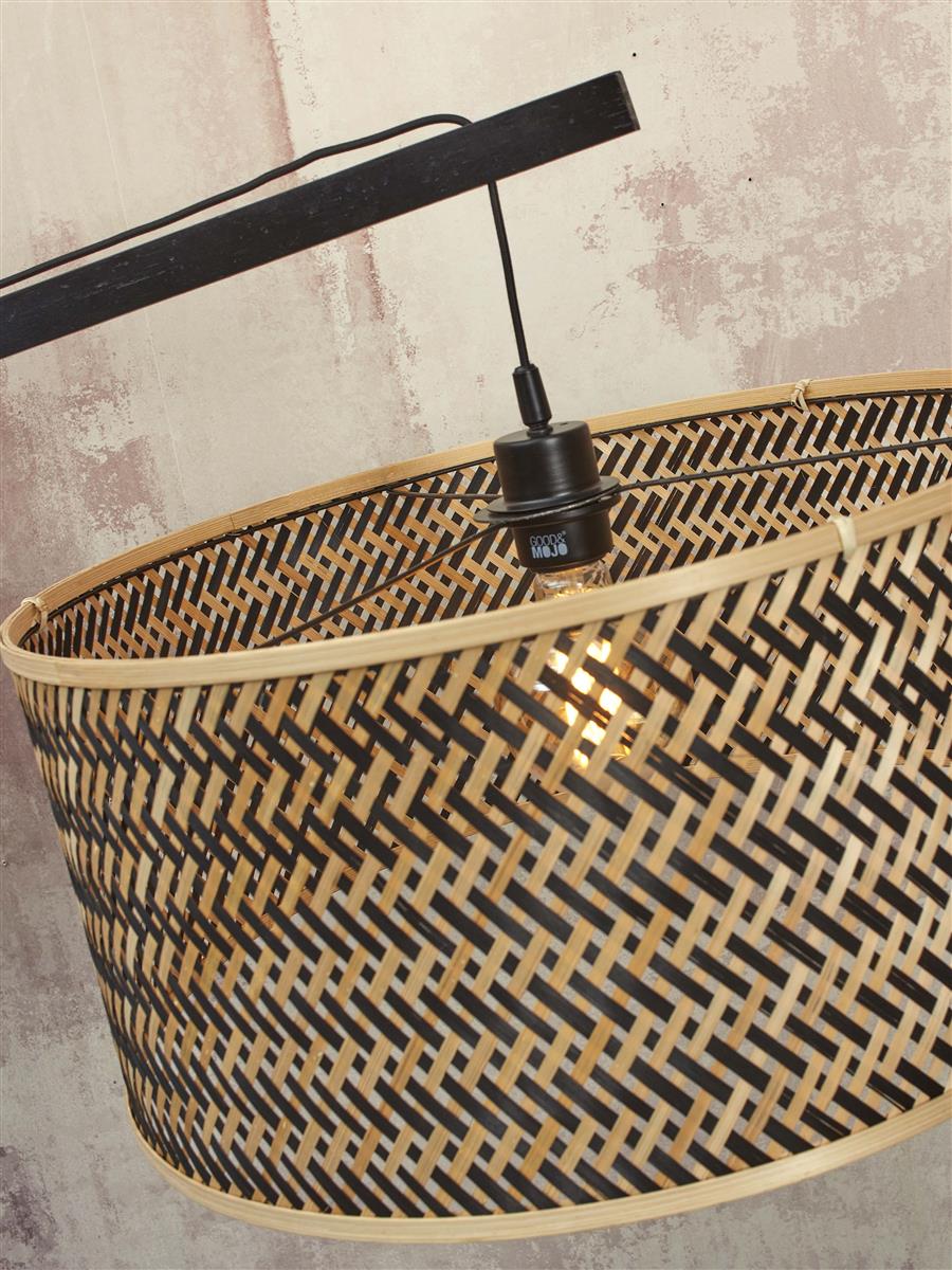 GOOD&MOJO I Stehleuchte I JAVA I Farbe: Natur/Schwarz I Schirm: Ø50 x 22