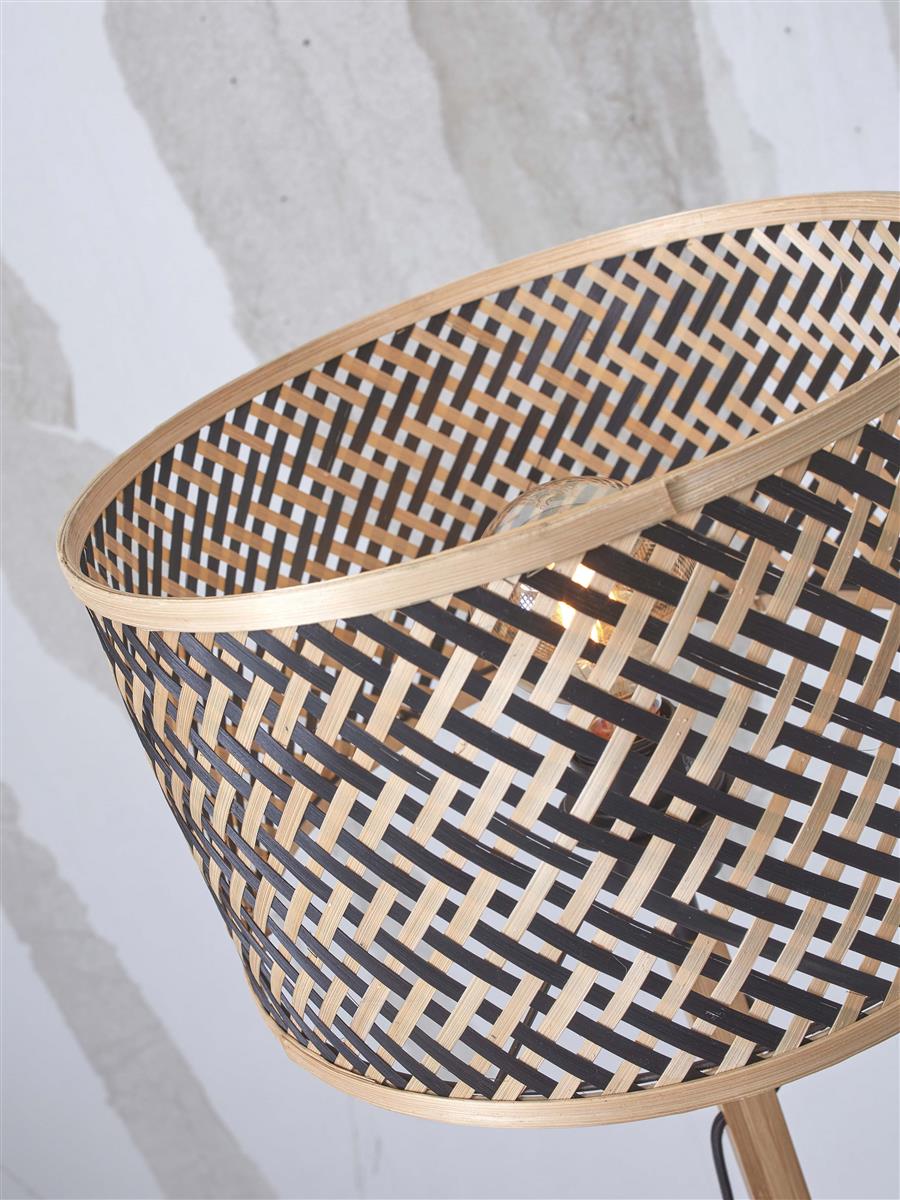 GOOD&MOJO I Stehleuchte I JAVA I Farbe: Natur/Schwarz I Schirm: Ø32 x 18