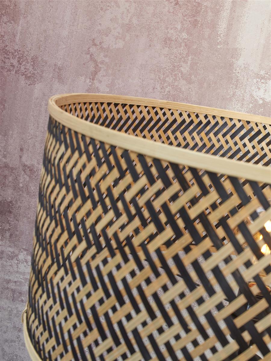 GOOD&MOJO I Stehleuchte I JAVA I Farbe: Natur/Schwarz I Schirm: Ø32 x 18