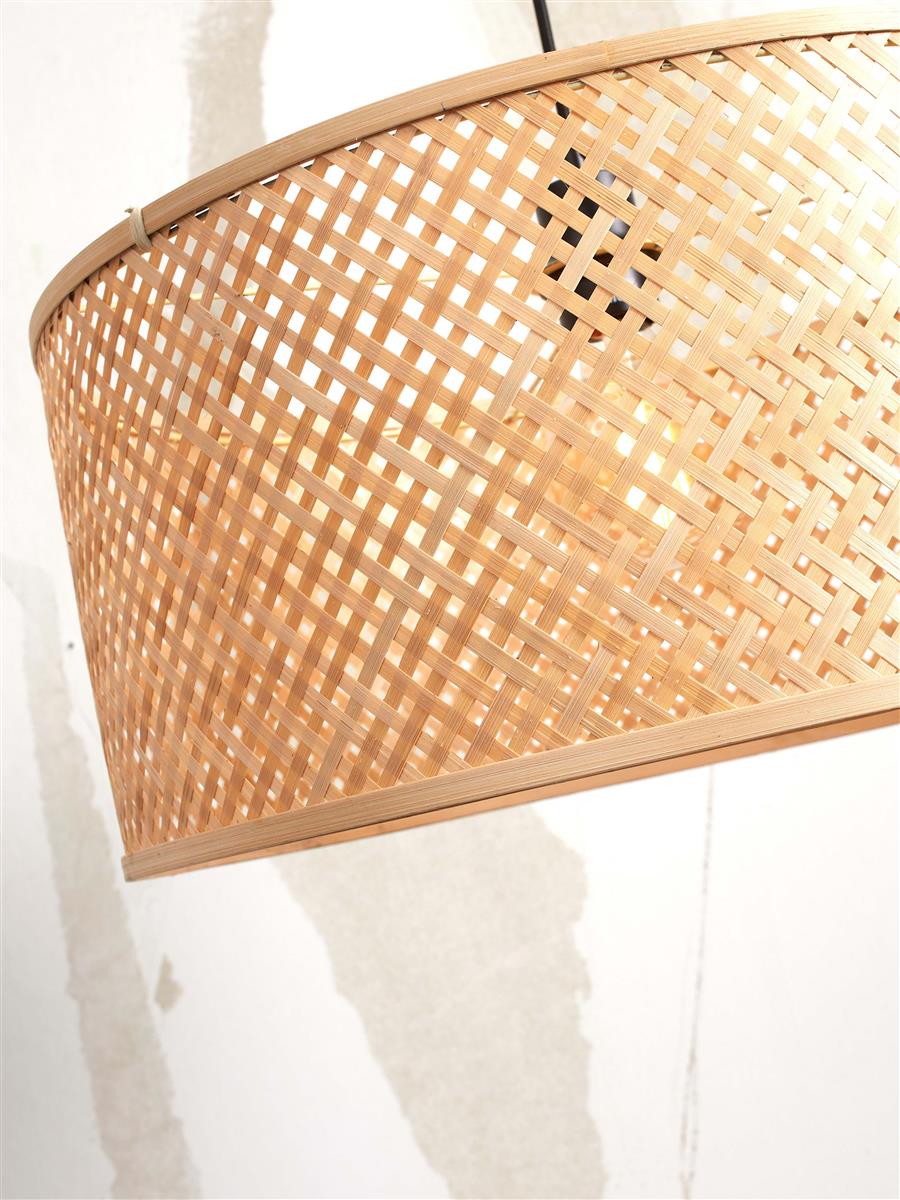 GOOD&MOJO I Stehleuchte I JAVA I Farbe: Weiß/Natur I Schirm: Ø32 x 18