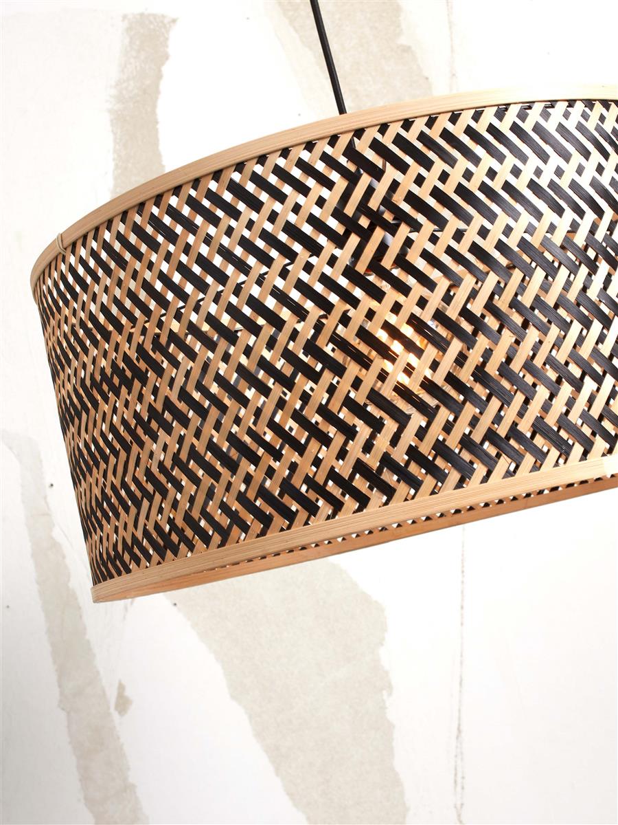 GOOD&MOJO I Stehleuchte I JAVA I Farbe: Natur/Schwarz I Schirm: Ø50 x 22