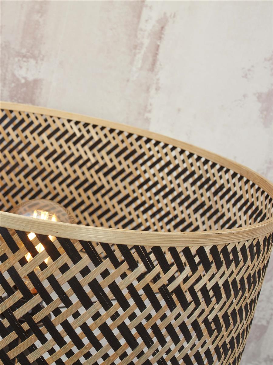 GOOD&MOJO I Stehleuchte I JAVA I Farbe: Natur/Schwarz I Schirm: Ø50 x 22