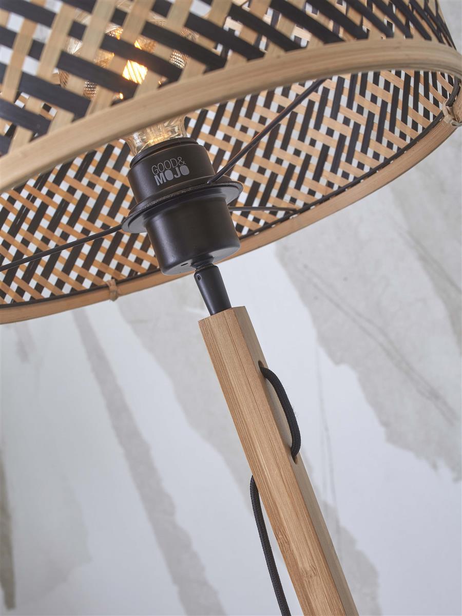 GOOD&MOJO I Stehleuchte I JAVA I Farbe: Natur/Schwarz I Schirm: Ø32 x 18