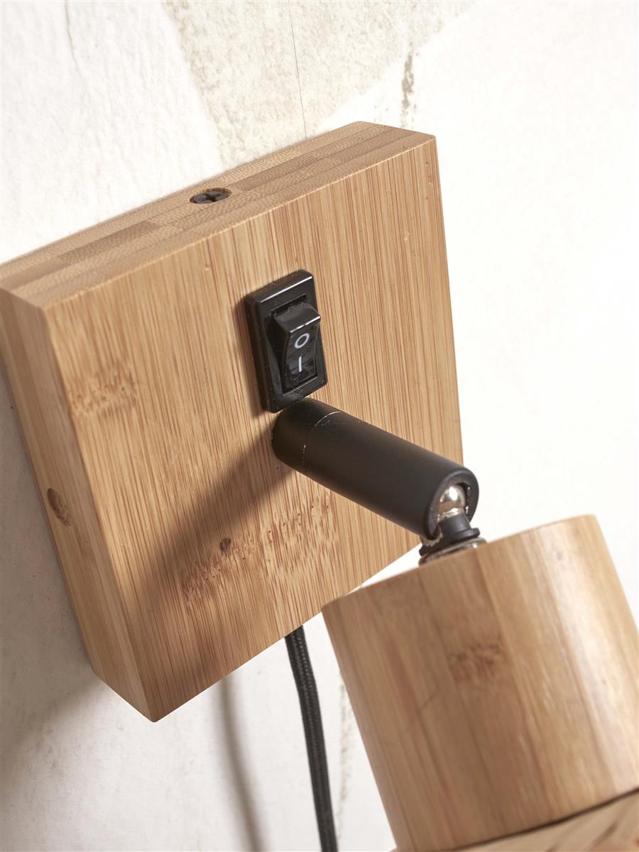 GOOD&MOJO I Wandleuchte I JAVA I Farbe: Natur/Schwarz I Schirm: Ø15 x 17