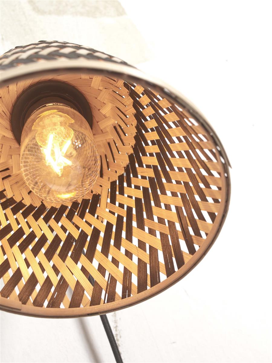 GOOD&MOJO I Wandleuchte I JAVA I Farbe: Natur/Schwarz I Schirm: Ø15 x 17