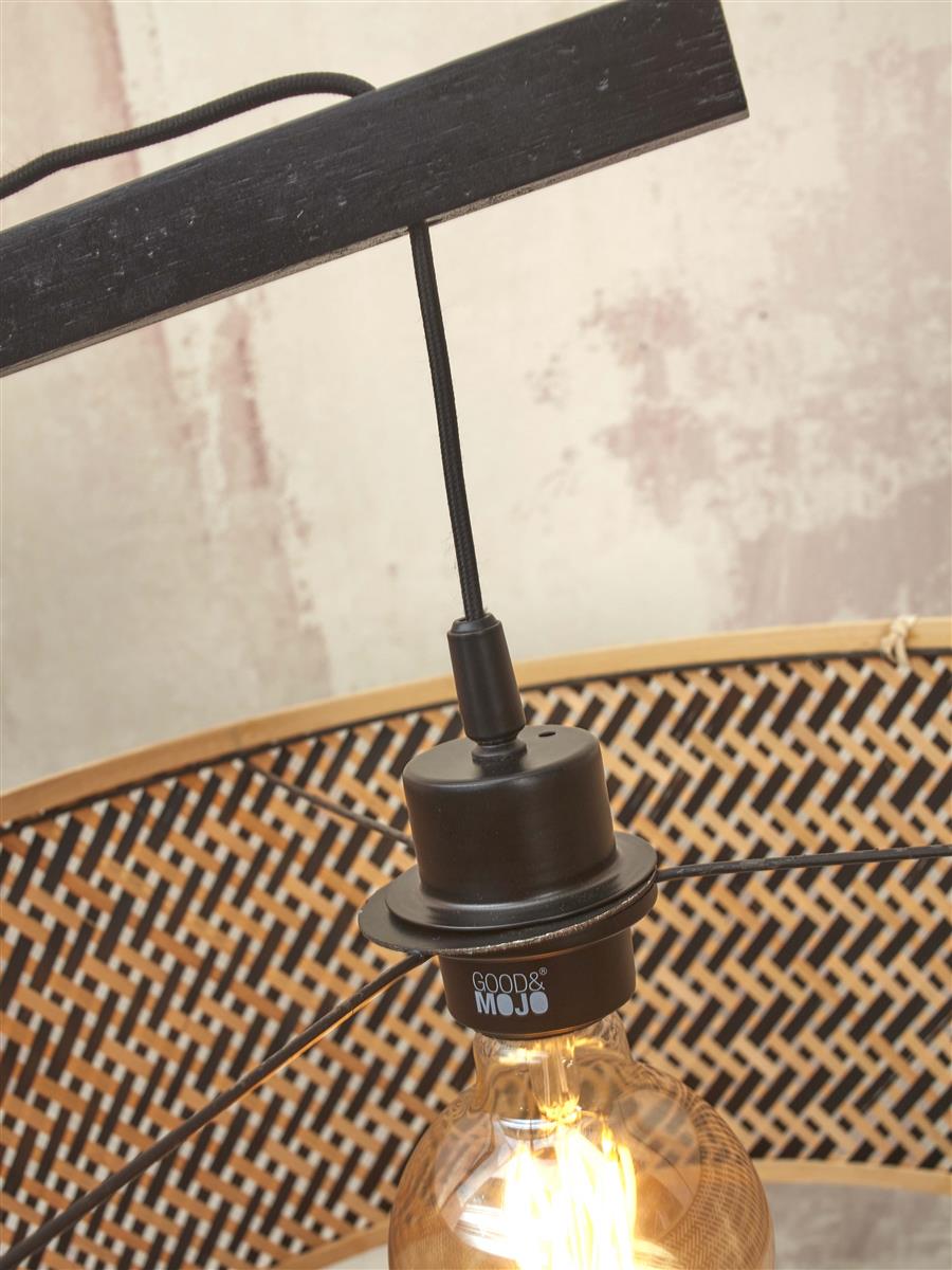 GOOD&MOJO I Stehleuchte I JAVA I Farbe: Natur/Schwarz I Schirm: Ø50 x 22