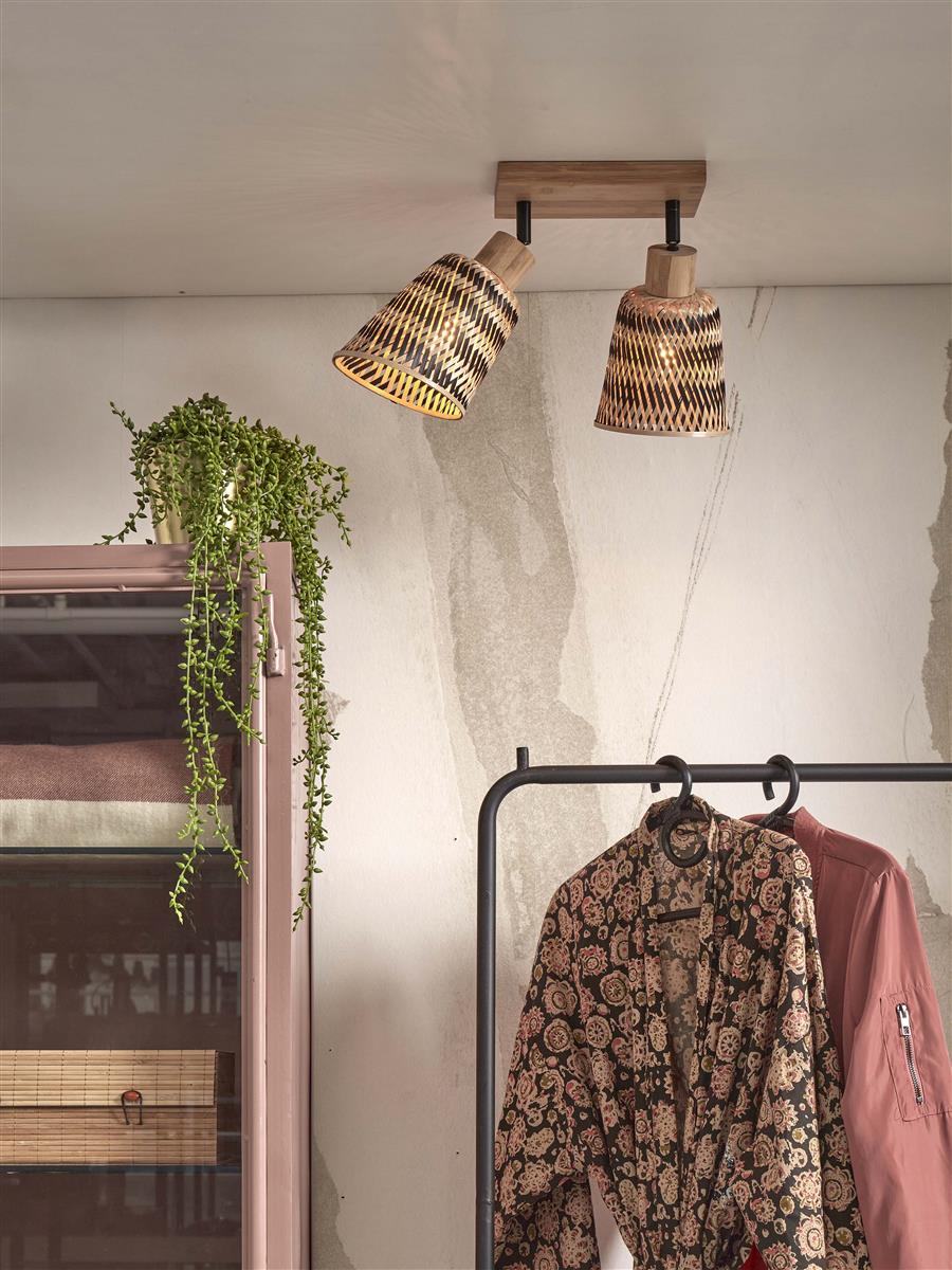 GOOD&MOJO I Deckenleuchte I JAVA I Farbe: Natur/Schwarz I Schirm: Ø15 x 17