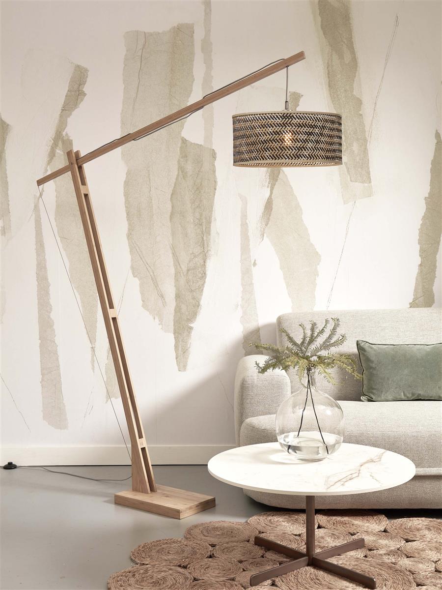 GOOD&MOJO I Stehleuchte I JAVA I Farbe: Natur/Schwarz I Schirm: Ø50 x 22
