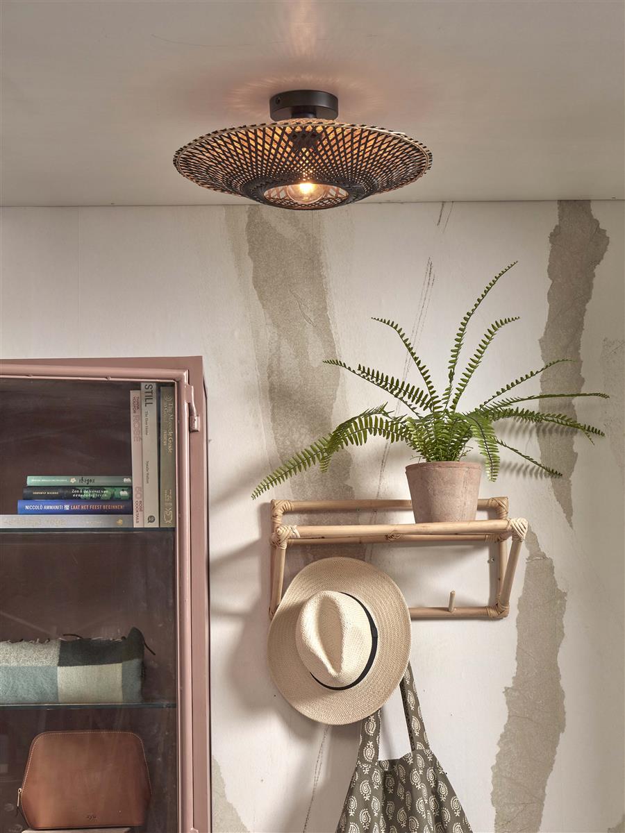 GOOD&MOJO I Deckenleuchte I KALIMANTAN I Farbe: Schwarz/Natur I Schirm: Ø44 x 12