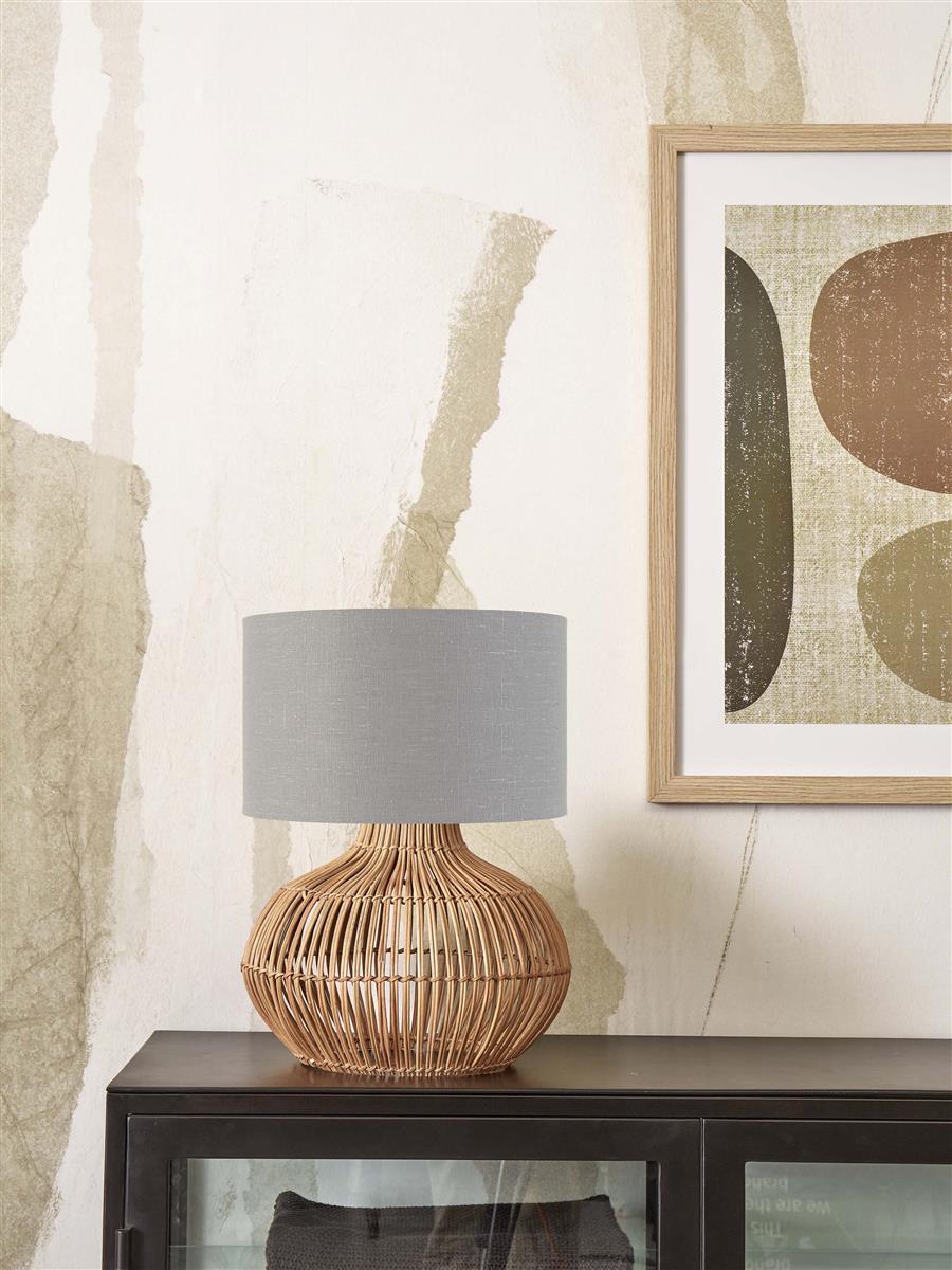 GOOD&MOJO I Tischleuchte I KALAHARI I Farbe: Natur/Lichtgrau I Schirm: Ø32 x 28