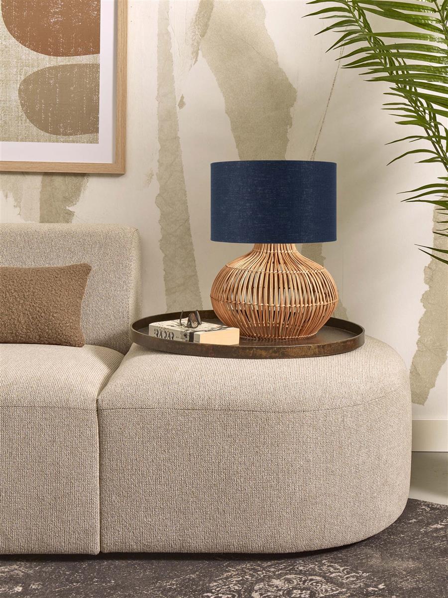 GOOD&MOJO I Tischleuchte I KALAHARI I Farbe: Natur/blaues Denim I Schirm: Ø32 x 28